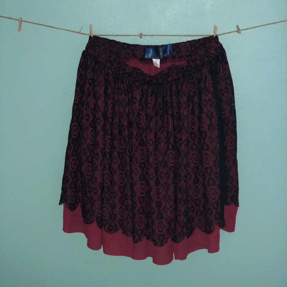 Red and black lace skirt from Francesca’s